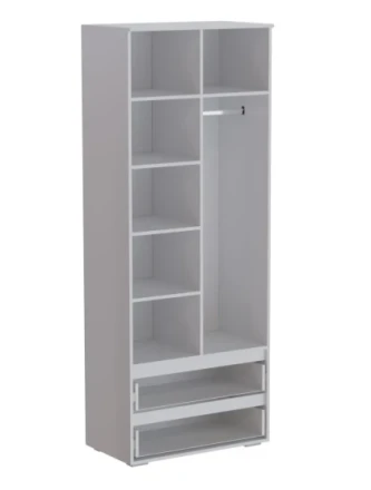 Шкаф двухстворчатый с ящиками Ливерпуль, белый/белый глянец 