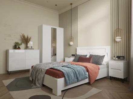 Модульная спальня Ливерпуль, белый/белый глянец 