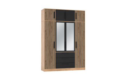 Шкаф 4-х дверный 83.07 Вегас, Дуб золотой/Черный​ 