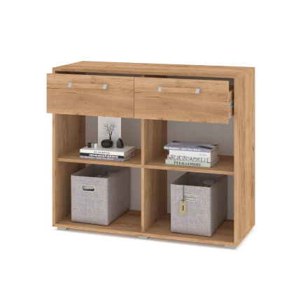 Комод 3 ящика 2 двери Флорида, Графит/Дуб золотой 