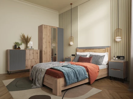 Кровать Ливерпуль, вотан/графит софт  